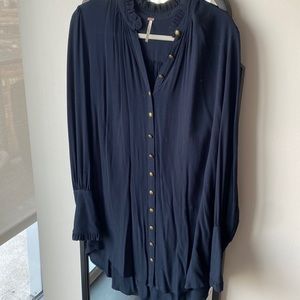 Navy Free People Button up Tunic